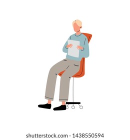 Businessman or Office Worker Sitting in Office Chair Vector Illustration