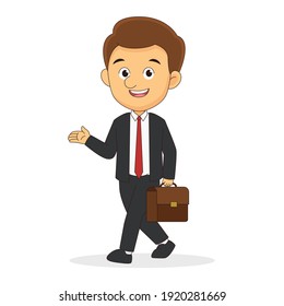 Businessman, Office Workers Walking Cartoon on white background