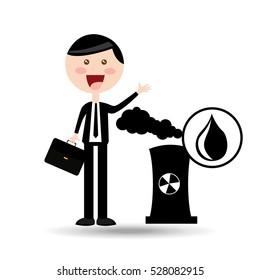 businessman oil concept nuclear plant vector illustration eps 10