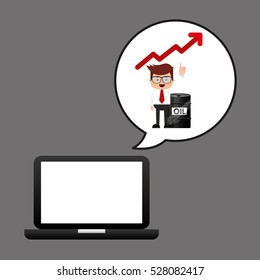 businessman oil technology barrel increasing graph vector illustration eps 10
