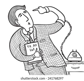 Businessman with old telephone (want to do well do it yourself)