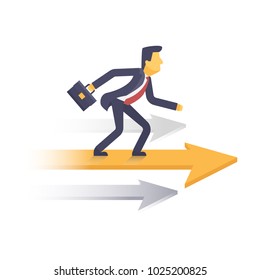 Businessman on arrow. Business concept vector.
