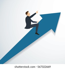 Businessman on arrow icon vector