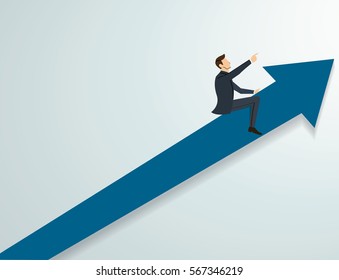 Businessman on arrow icon vector background