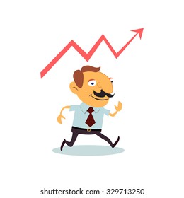 Businessman on background statistics.