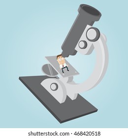 businessman on a big microscope