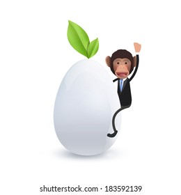 Businessman on biologic egg over white background. Vector design. 