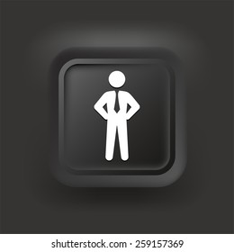 Businessman on Black Square Button