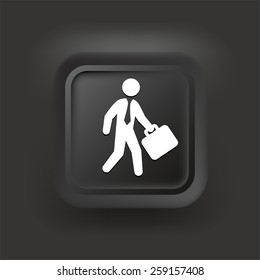 Businessman on Black Square Button