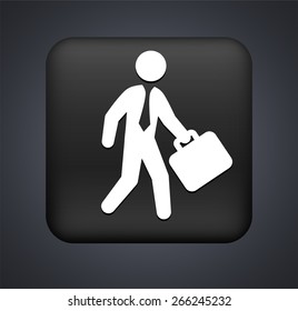Businessman on Black Square Button