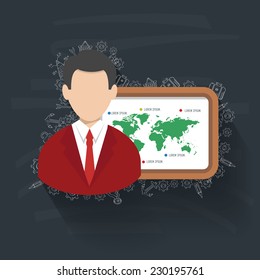 Businessman on blackboard background,vector
