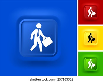 Businessman on Blue Bevel Square Button