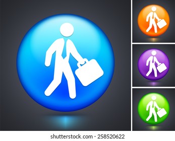 Businessman on Blue Round Button