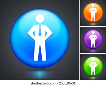 Businessman on Blue Round Button