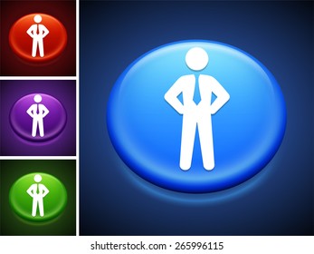 Businessman on Blue Round Button