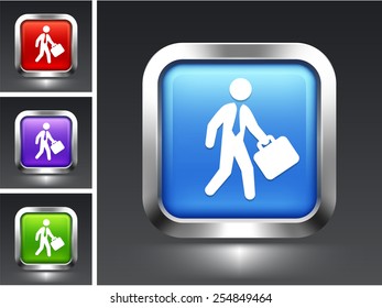 Businessman on Blue Square Button
