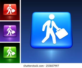 Businessman on Blue Square Button