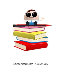 businessman on books tower