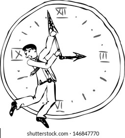 Businessman on a clock