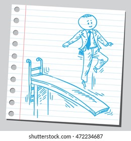 Businessman on diving board