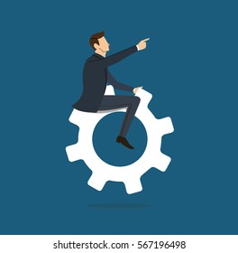 Businessman on the gear icon vector