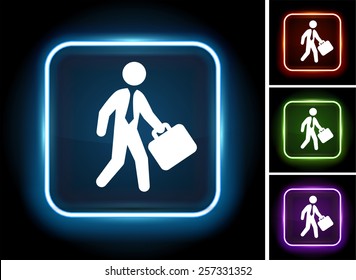 Businessman on Glow Square Button