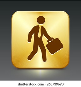 Businessman on Gold Square Button