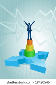 businessman on the graph. All elements are separated layers in vector file.