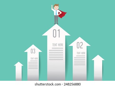 Businessman on graph, info graphic elements