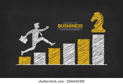 Businessman on graph jumping across obstacles to success, Business risk and success concept, growth chart increase profit investment