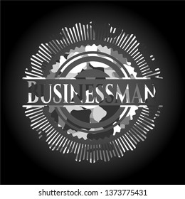 Businessman on grey camo pattern