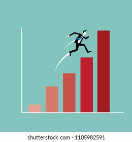 Businessman on growing graph