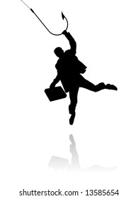 businessman on the hook