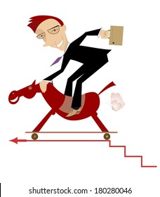 Businessman on the horse is making progress on the career ladder