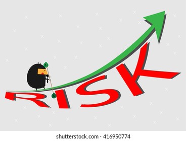 Businessman on investment risk.
Business vector illustration cartoon character abstract concept.