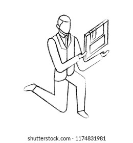 businessman on the knee with floppy