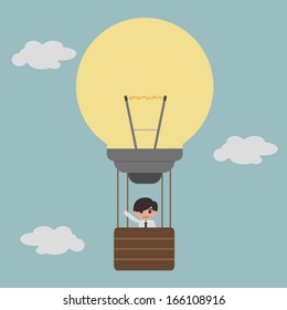businessman on lightbulb balloon idea eps 10