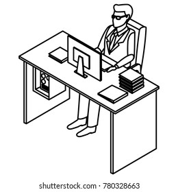 Businessman on office desk