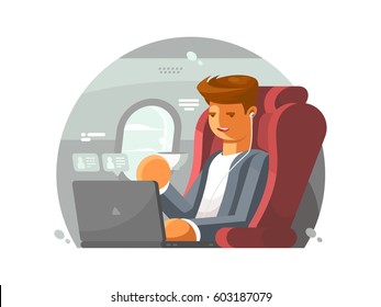 Businessman on plane