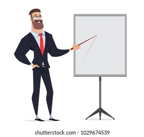 Businessman on presentation character vector design.