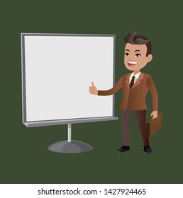 Businessman on presentation character vector design