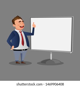 Businessman on presentation character vector design