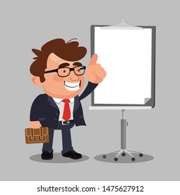 Businessman on presentation character vector design