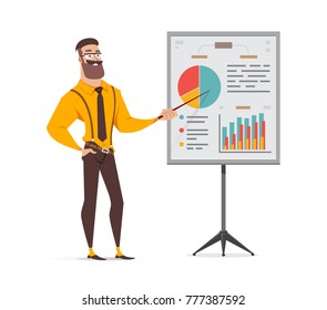 Businessman on presentation character vector design.