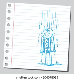 Businessman on rain