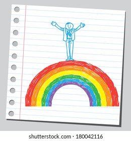 Businessman on rainbow