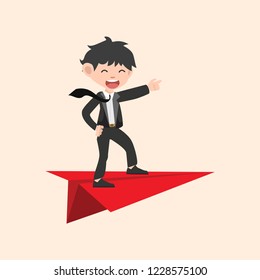 businessman on Red Paper plane vector