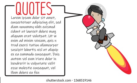 Businessman on a rocket. Funny flat design business concept illustration vector
