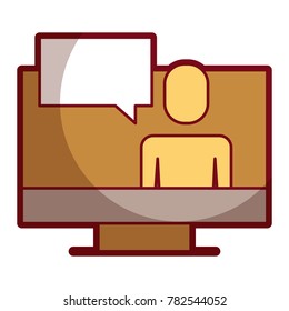 businessman on screen laptop discussion chat