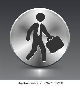 Businessman on Silver Round Button